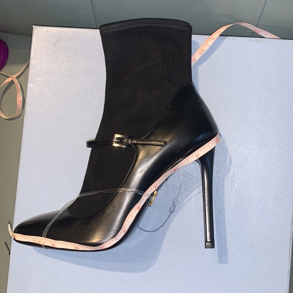 Prada Authentic NVT Black Suede Sock Leather Mary Jane Bootie - Picture 16 of 16